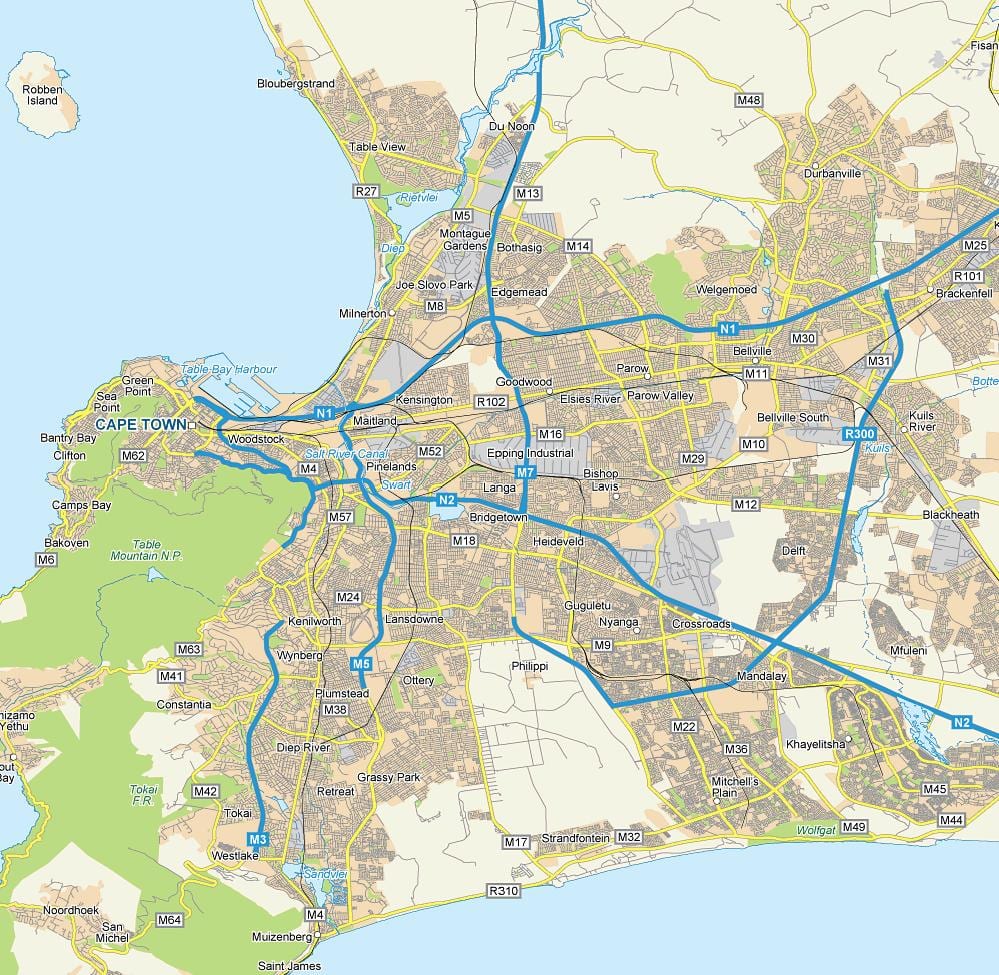 bản đồ của mới Cape Town