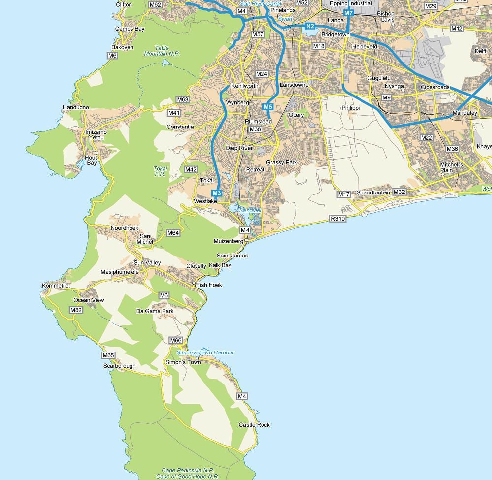 bản đồ của bản đồ Cape Town