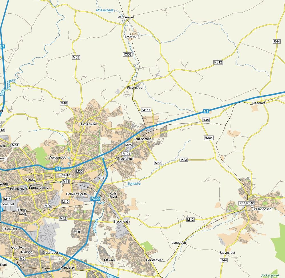 bản đồ của kraaifontein Cape Town