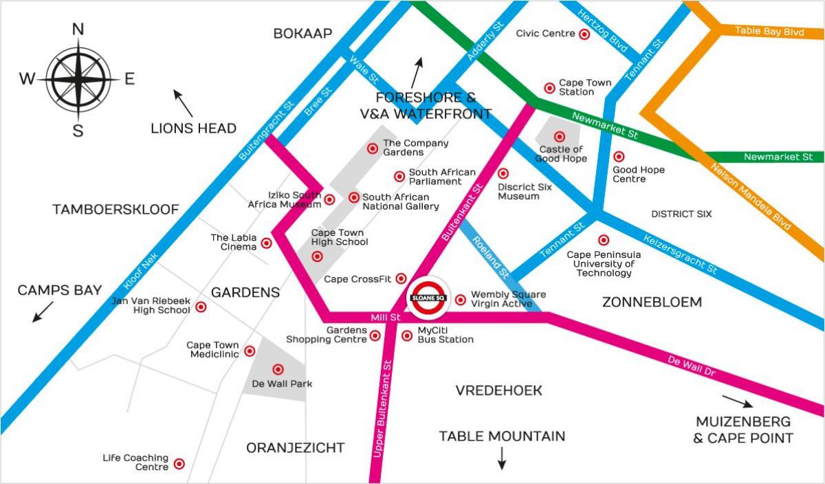 bản đồ của buitenkant đường Cape Town
