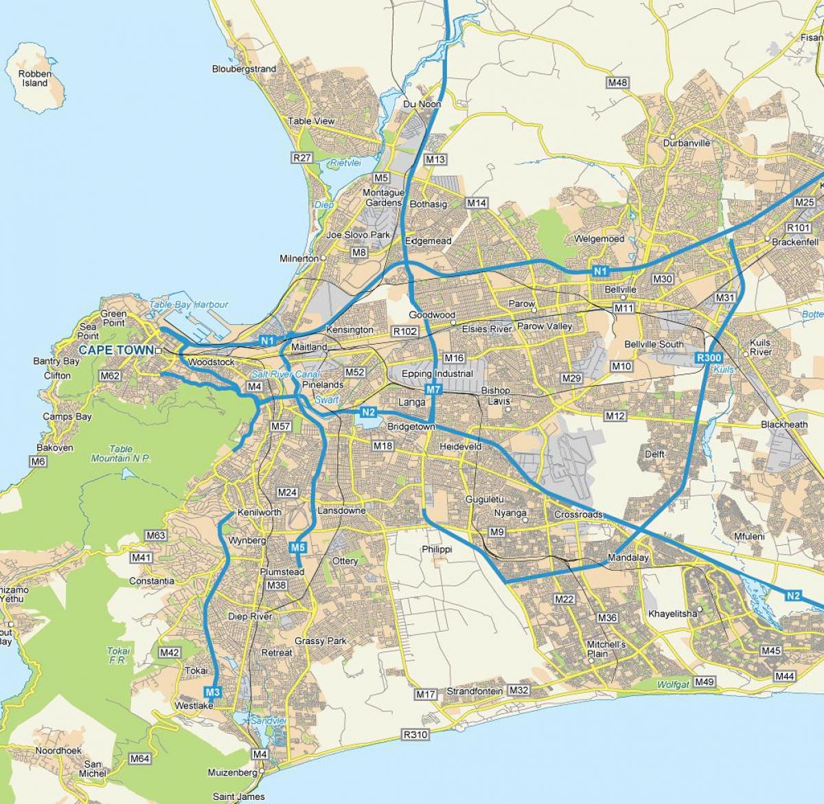 bản đồ của mới Cape Town