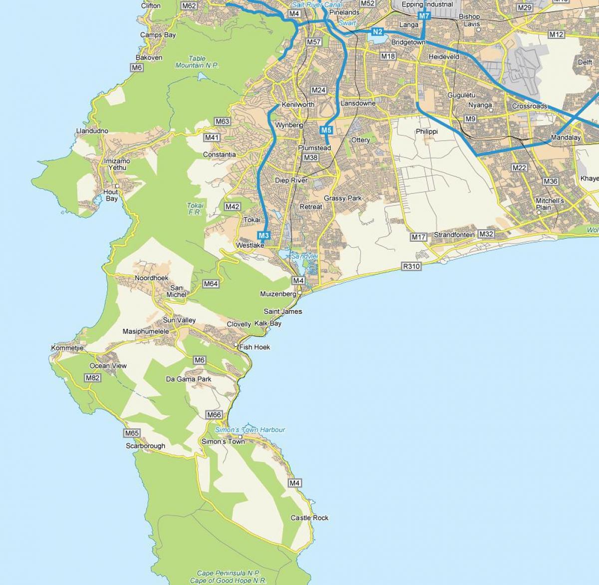 bản đồ của bản đồ Cape Town