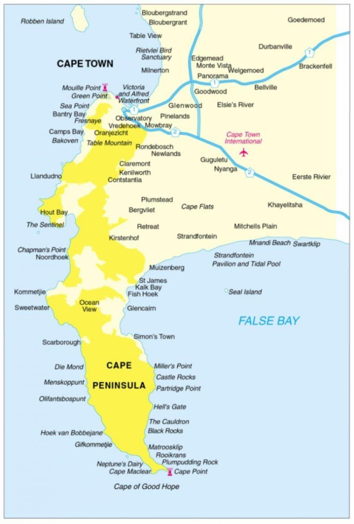 bản đồ của cape town Nam Phi