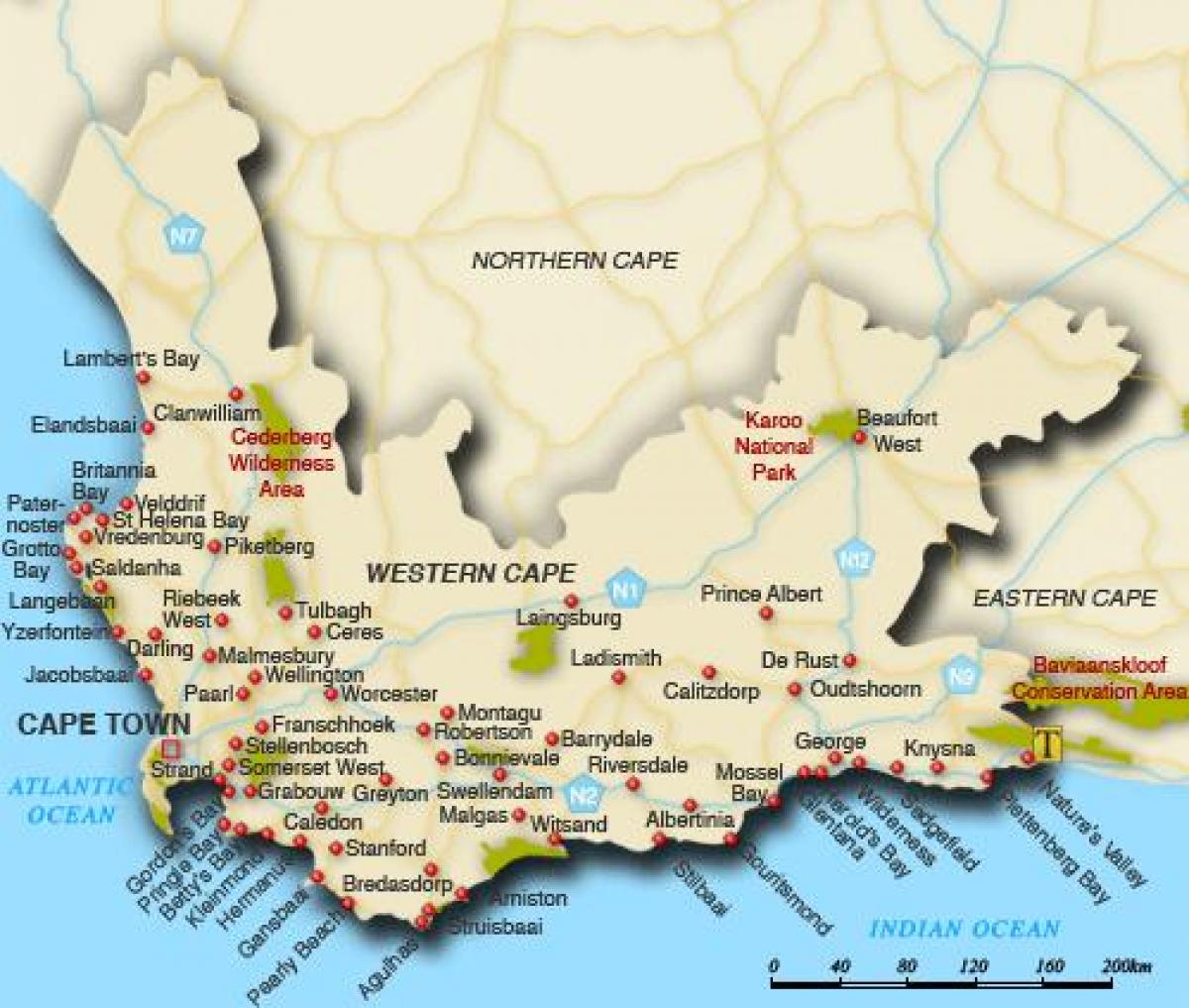 western cape bãi biển bản đồ