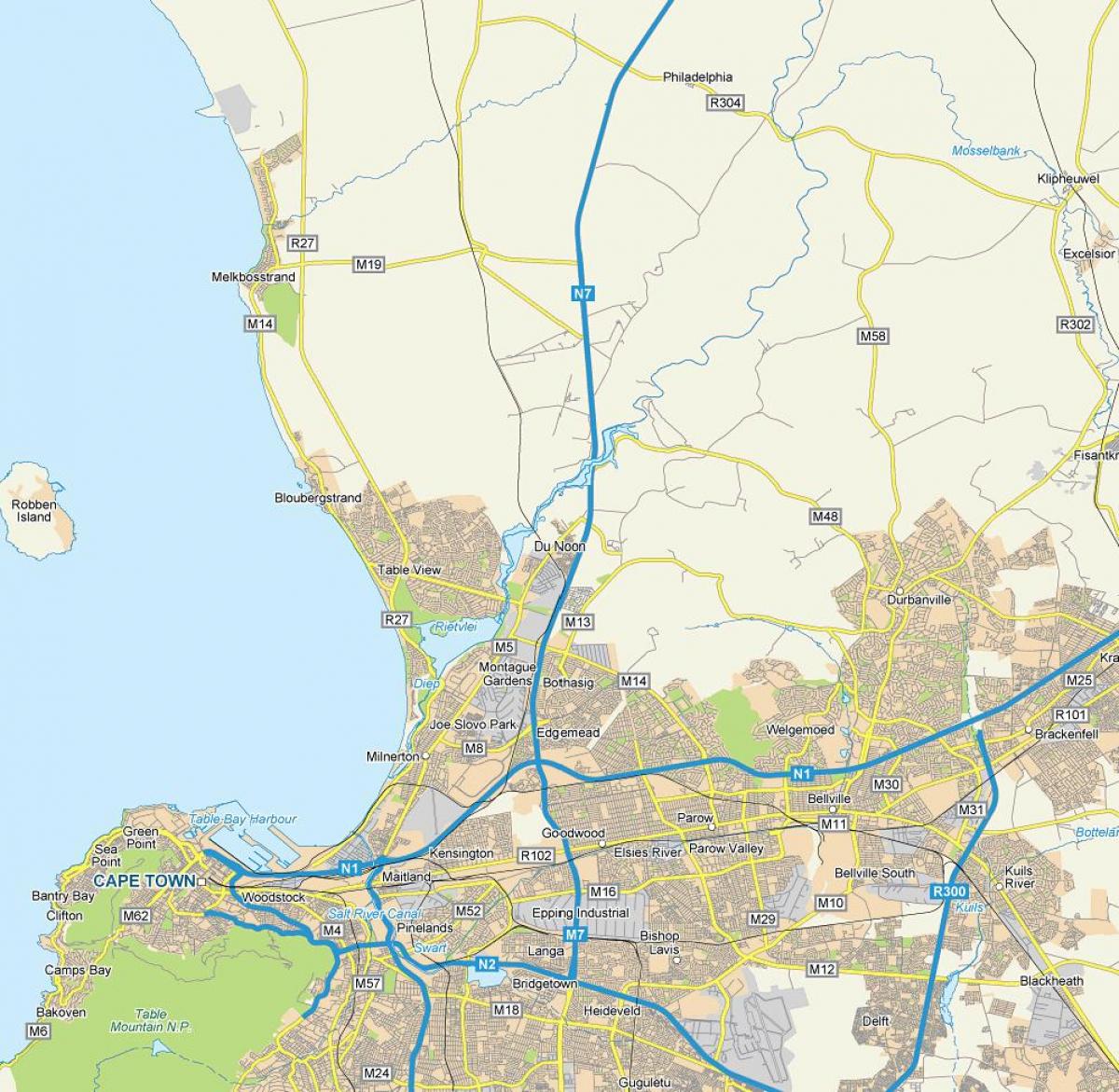 bản đồ của tiết Cape Town