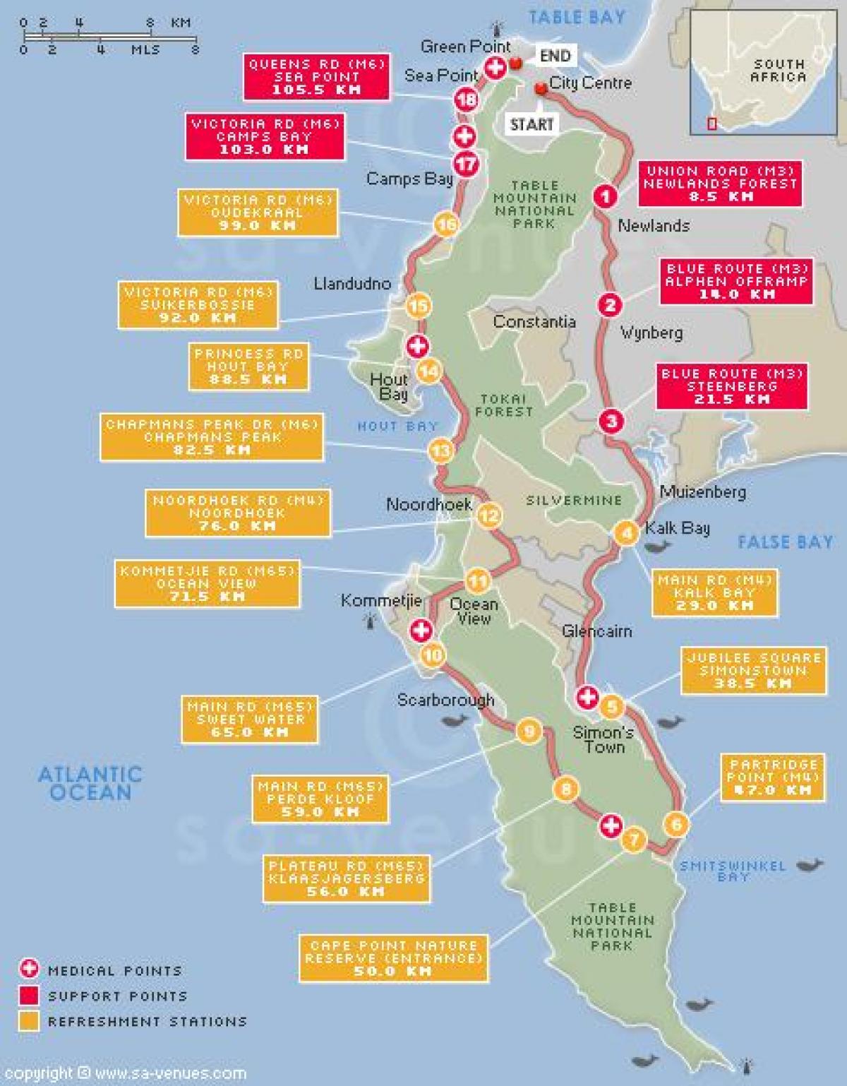 bản đồ của cape argus đường
