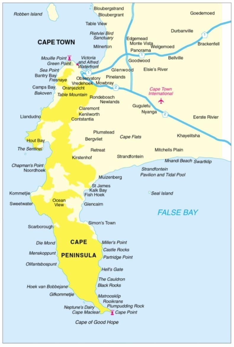 Cape Town bán đảo bản đồ