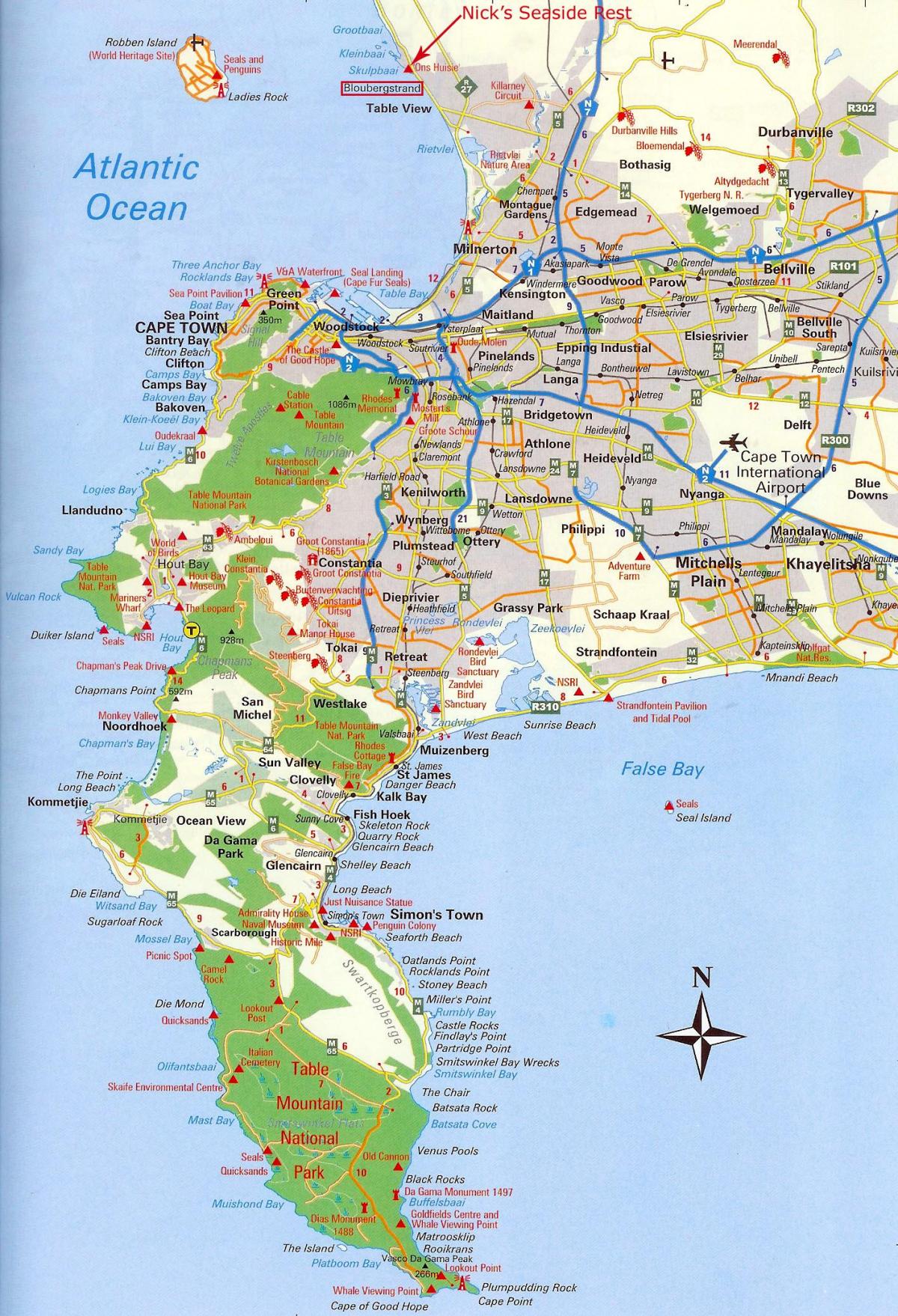 một bản đồ của Cape Town