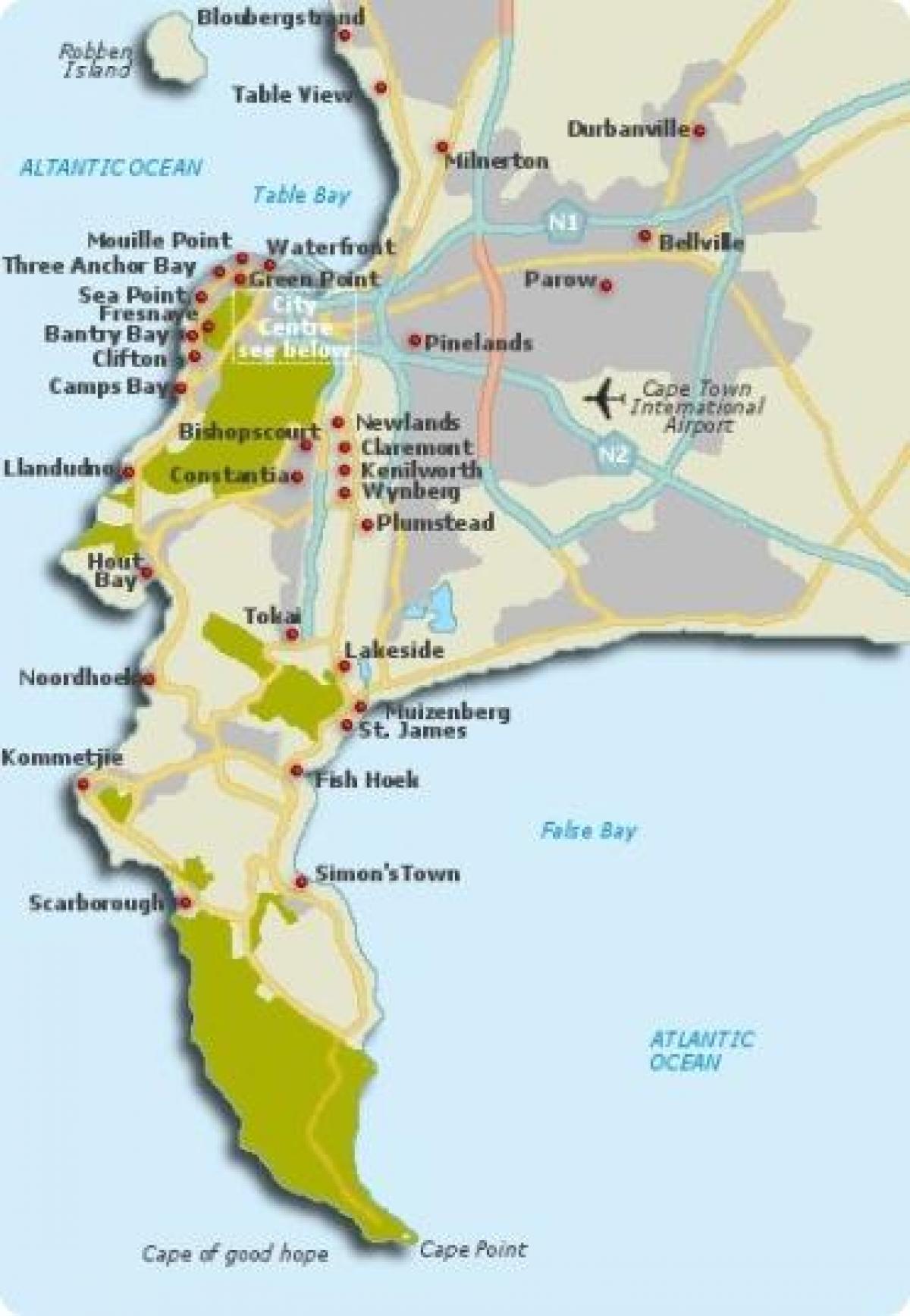 Cape Town khu phố bản đồ