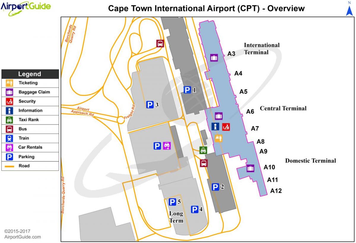 Cape Town sân bay quốc tế thiết bị đầu cuối bản đồ