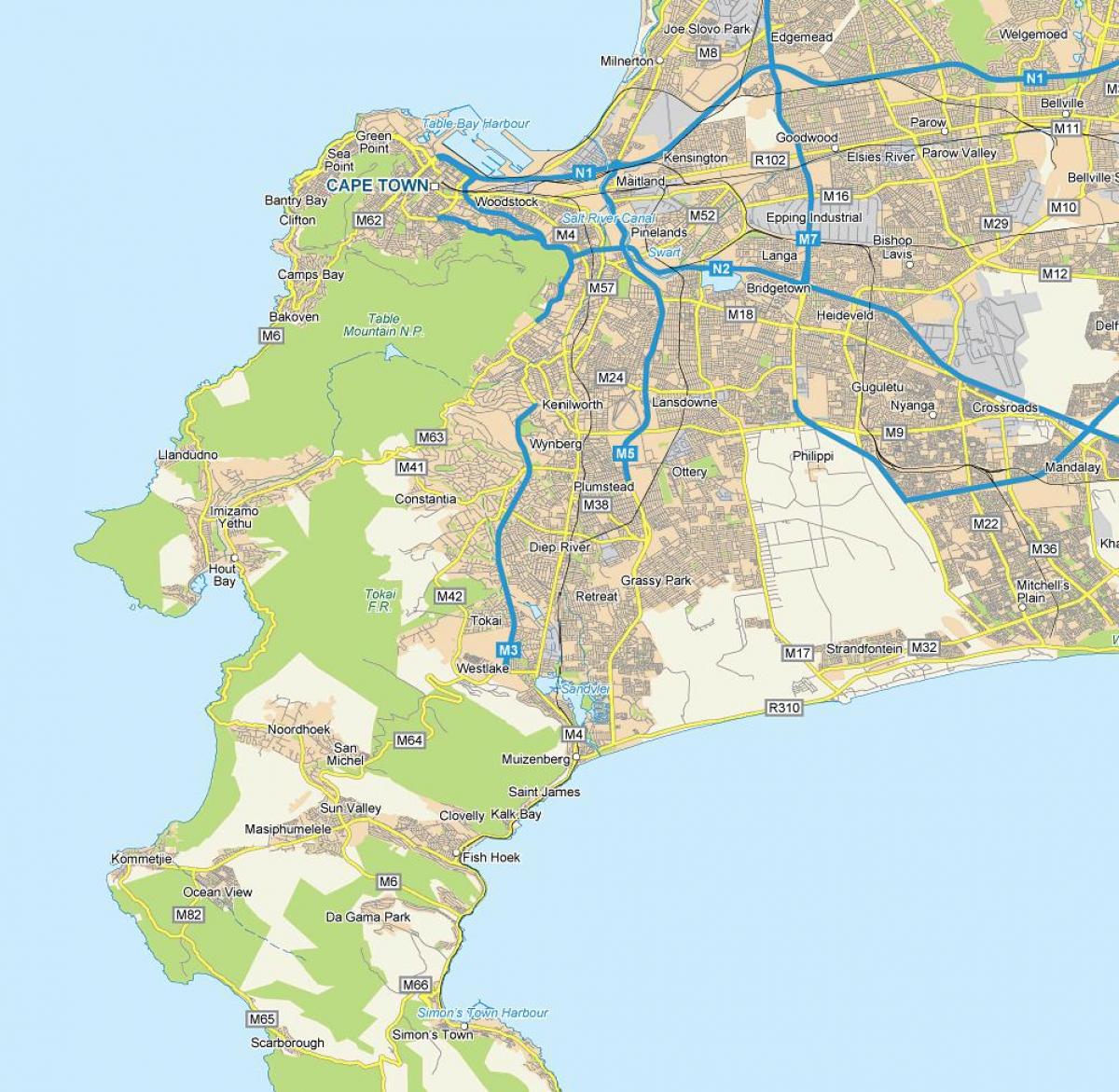 bản đồ của diệp sông Cape Town