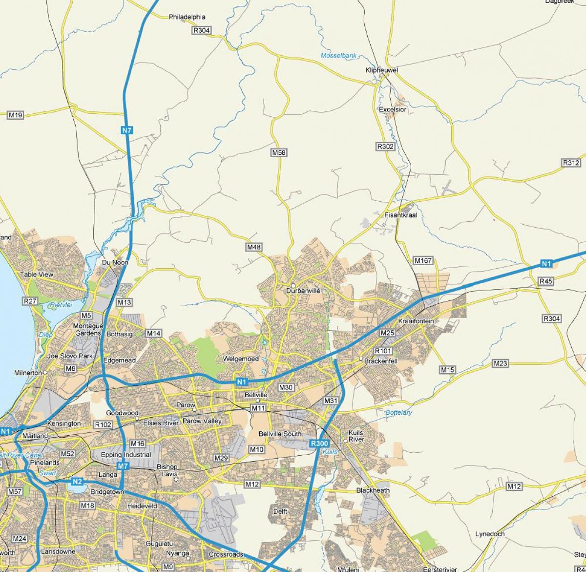 bản đồ của durbanville ngoại ô