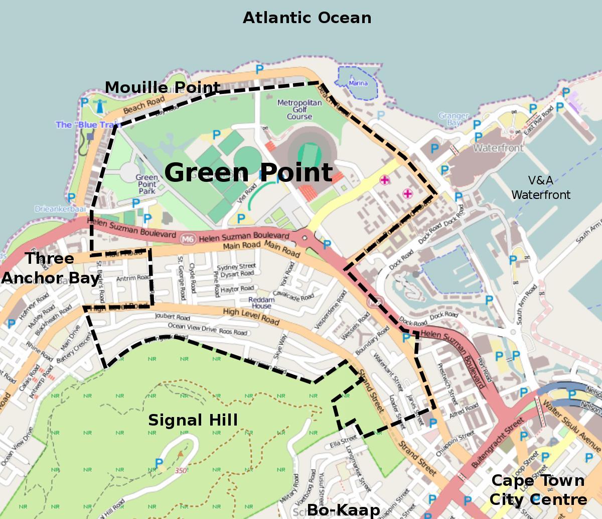 xanh điểm Cape Town bản đồ