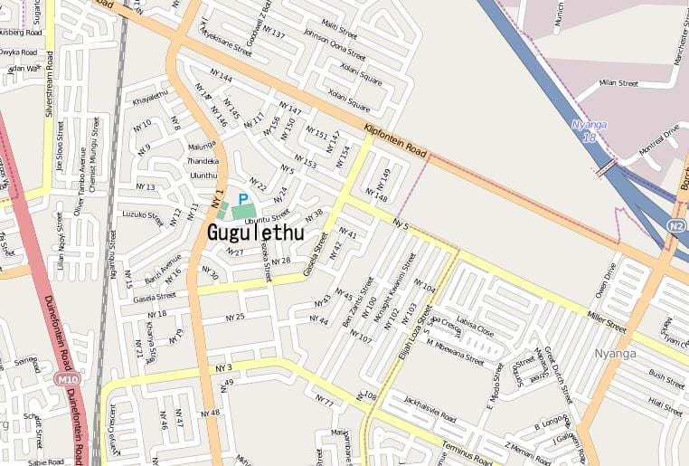 bản đồ của gugulethu Cape Town