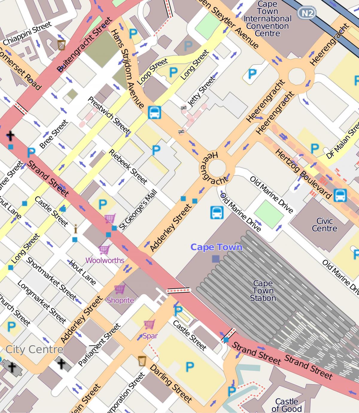 bản đồ của heerengracht đường Cape Town