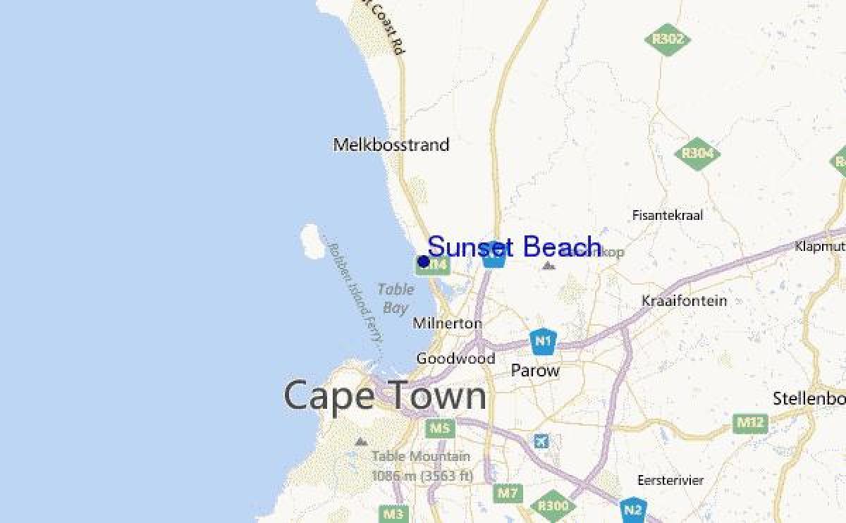 bản đồ của hoàng hôn, bãi biển Cape Town