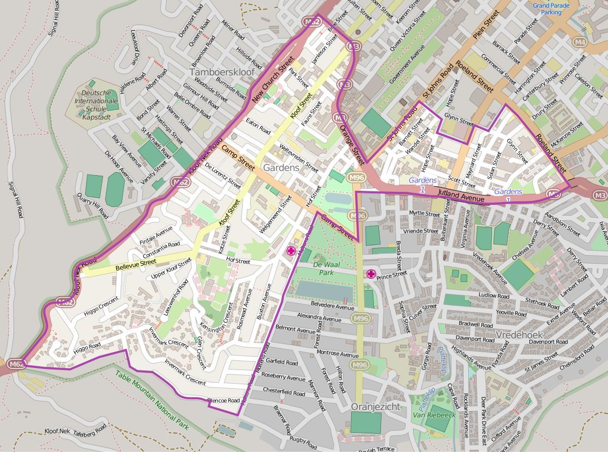 bản đồ của khu vườn Cape Town