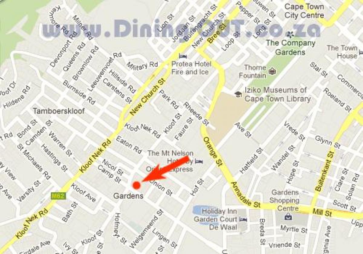 bản đồ của khu vườn trung tâm mua sắm Cape Town
