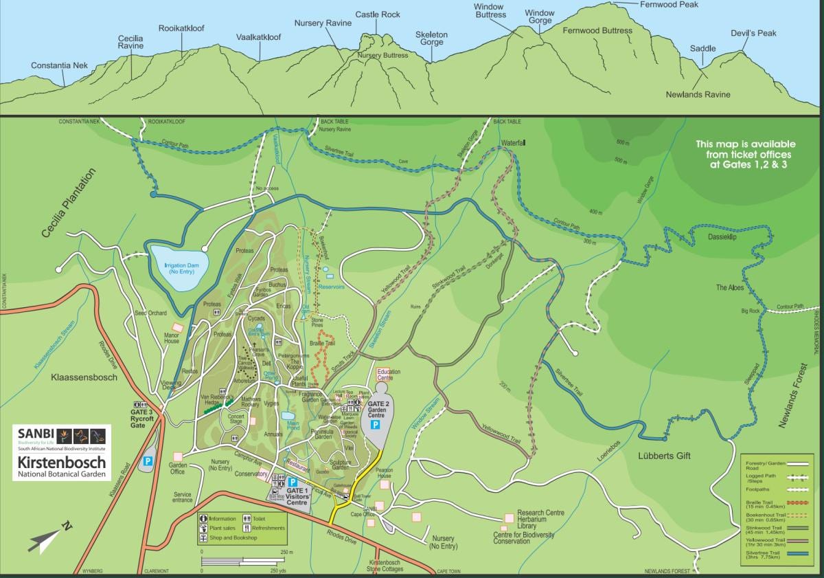 kirstenbosch vườn bách thảo bản đồ