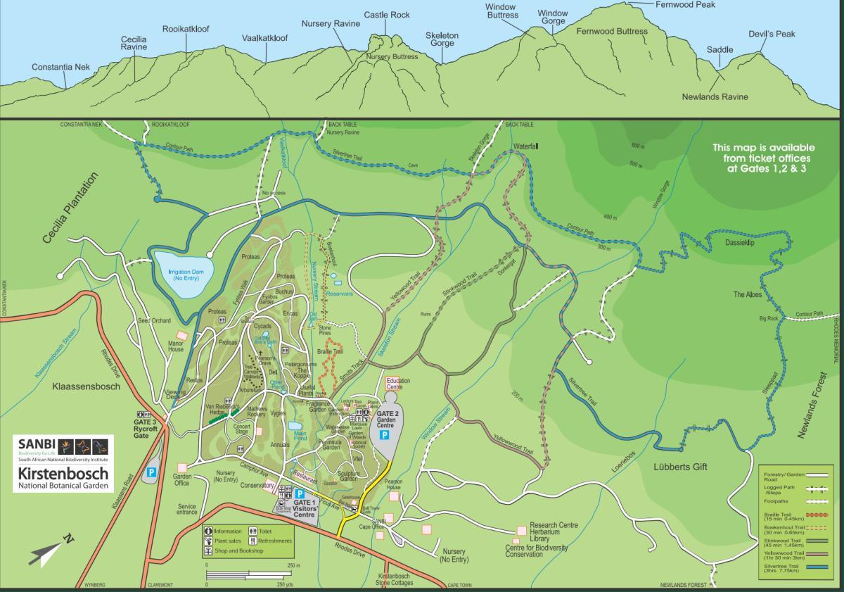 kirstenbosch vườn bách thảo bản đồ