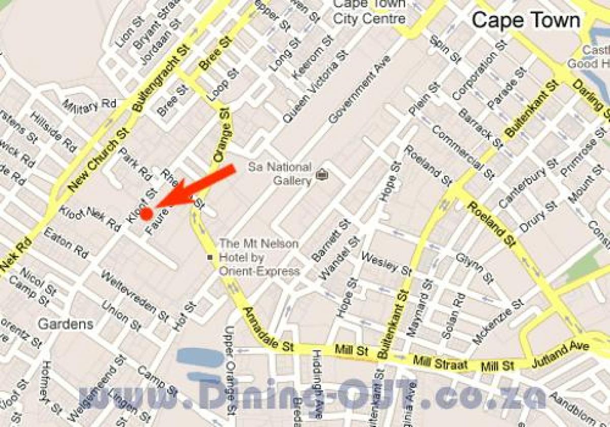 bản đồ của kloof đường Cape Town