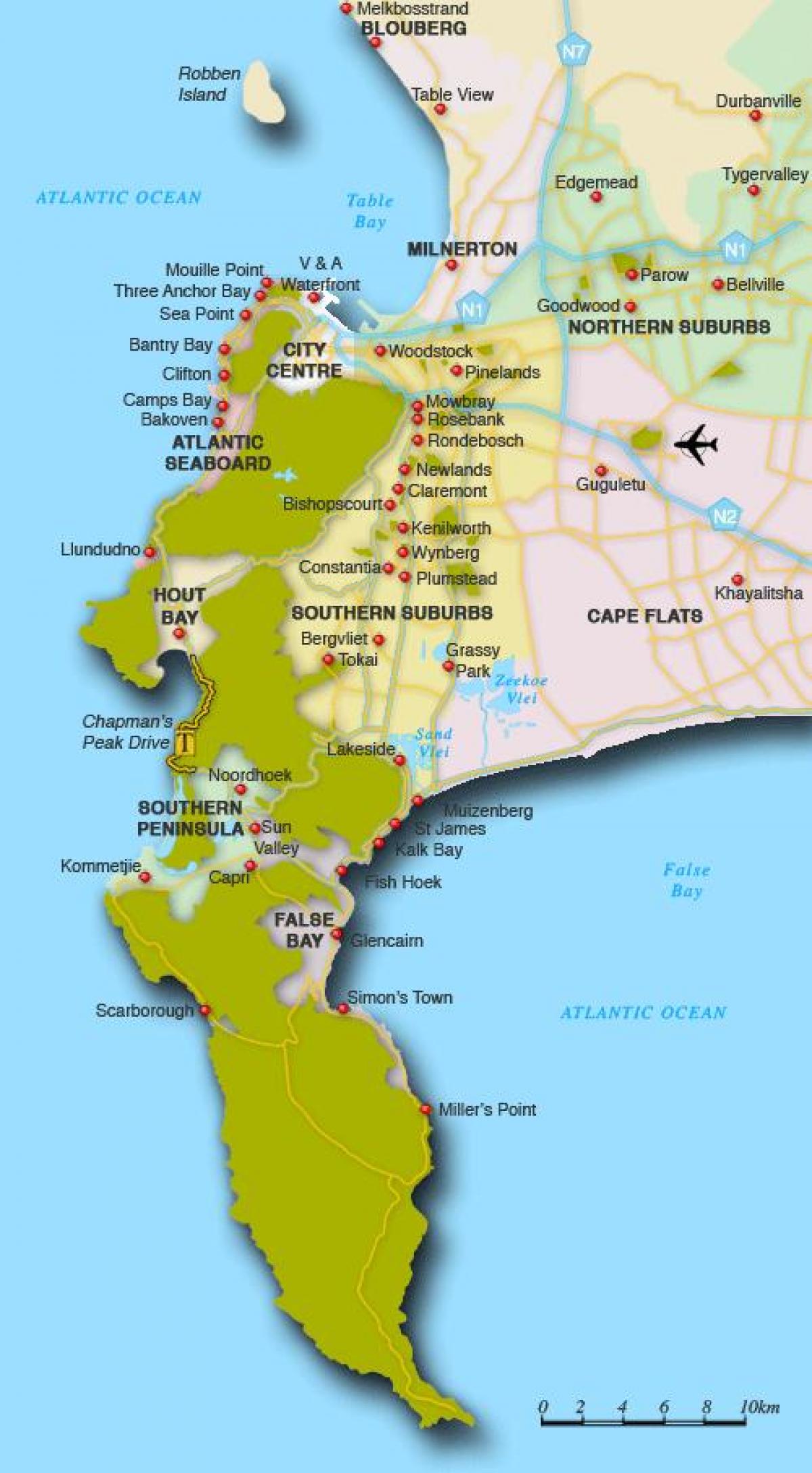 bản đồ của lakeside Cape Town