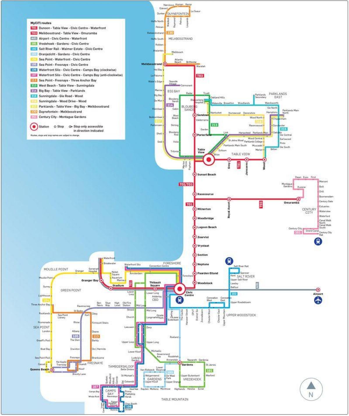 myciti tuyến xe buýt bản đồ