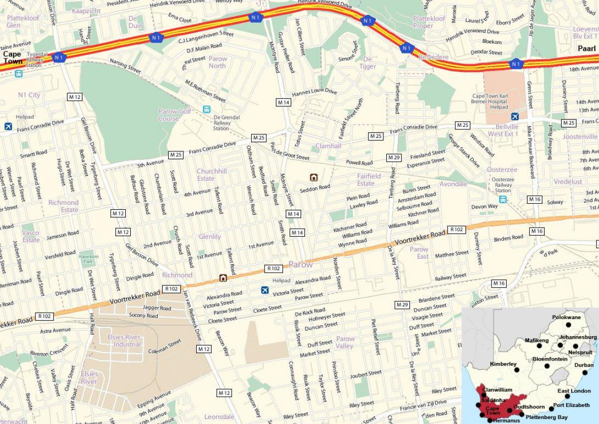 bản đồ của parow Cape Town