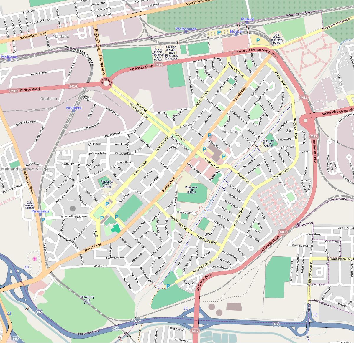 bản đồ của pinelands Cape Town