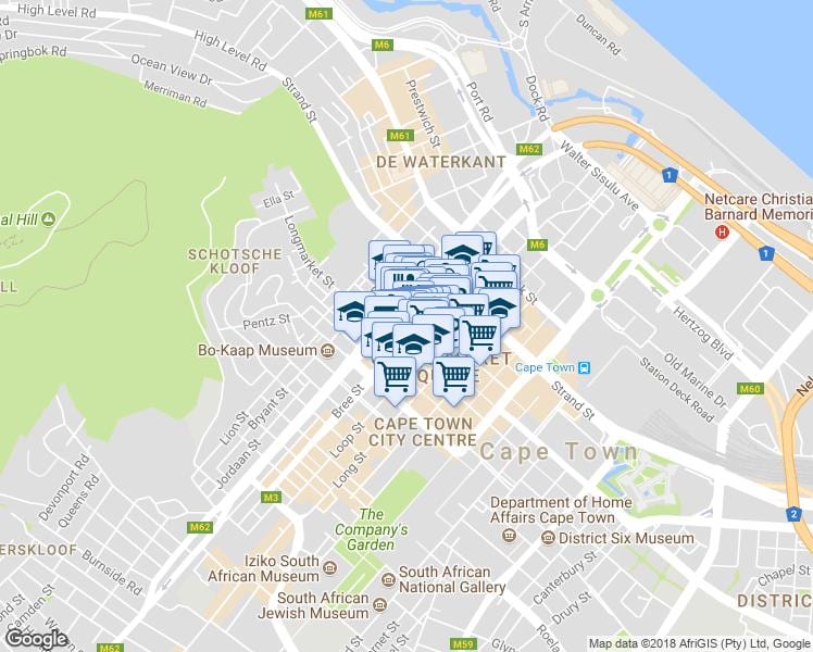 bản đồ của shortmarket đường Cape Town