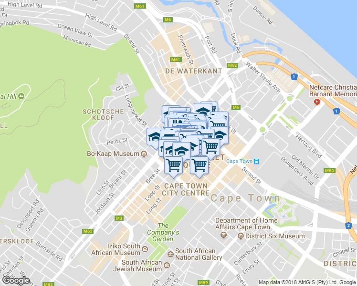 bản đồ của shortmarket đường Cape Town