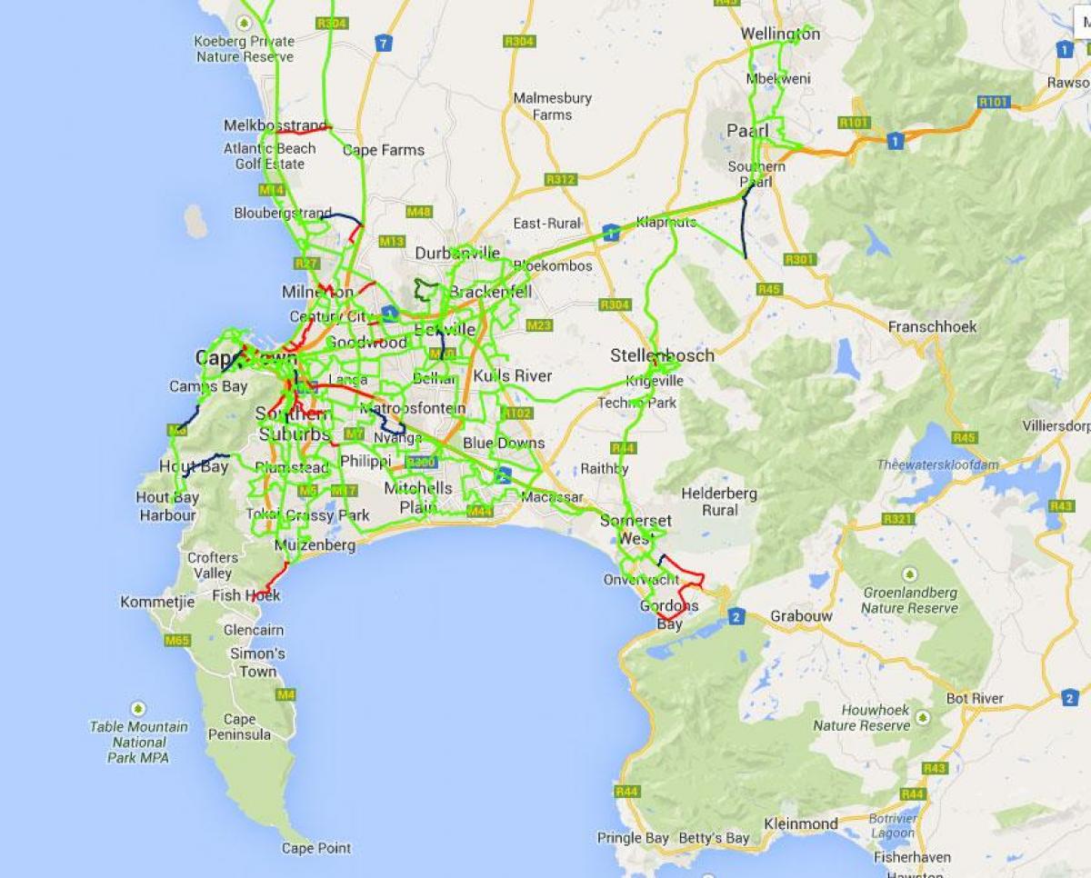 bản đồ của sợi bản đồ Cape Town