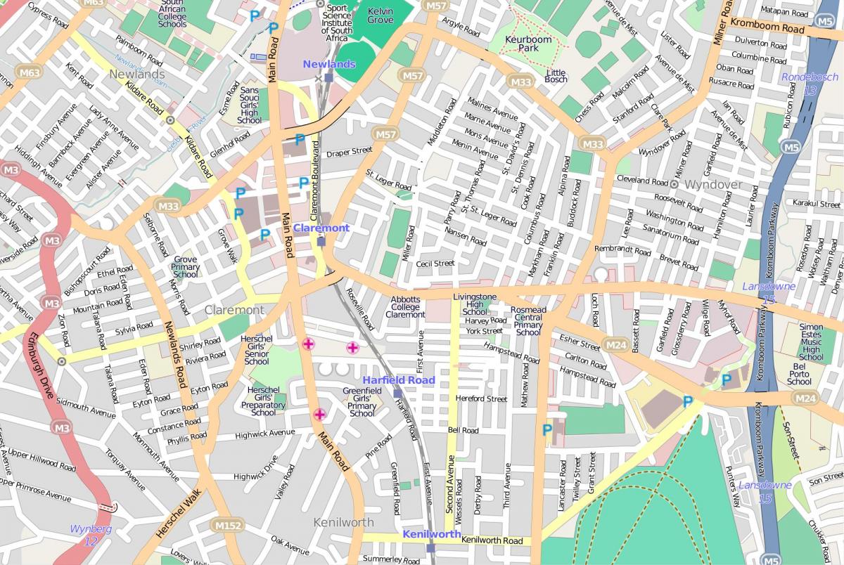 bản đồ của bản đồ trên không Cape Town