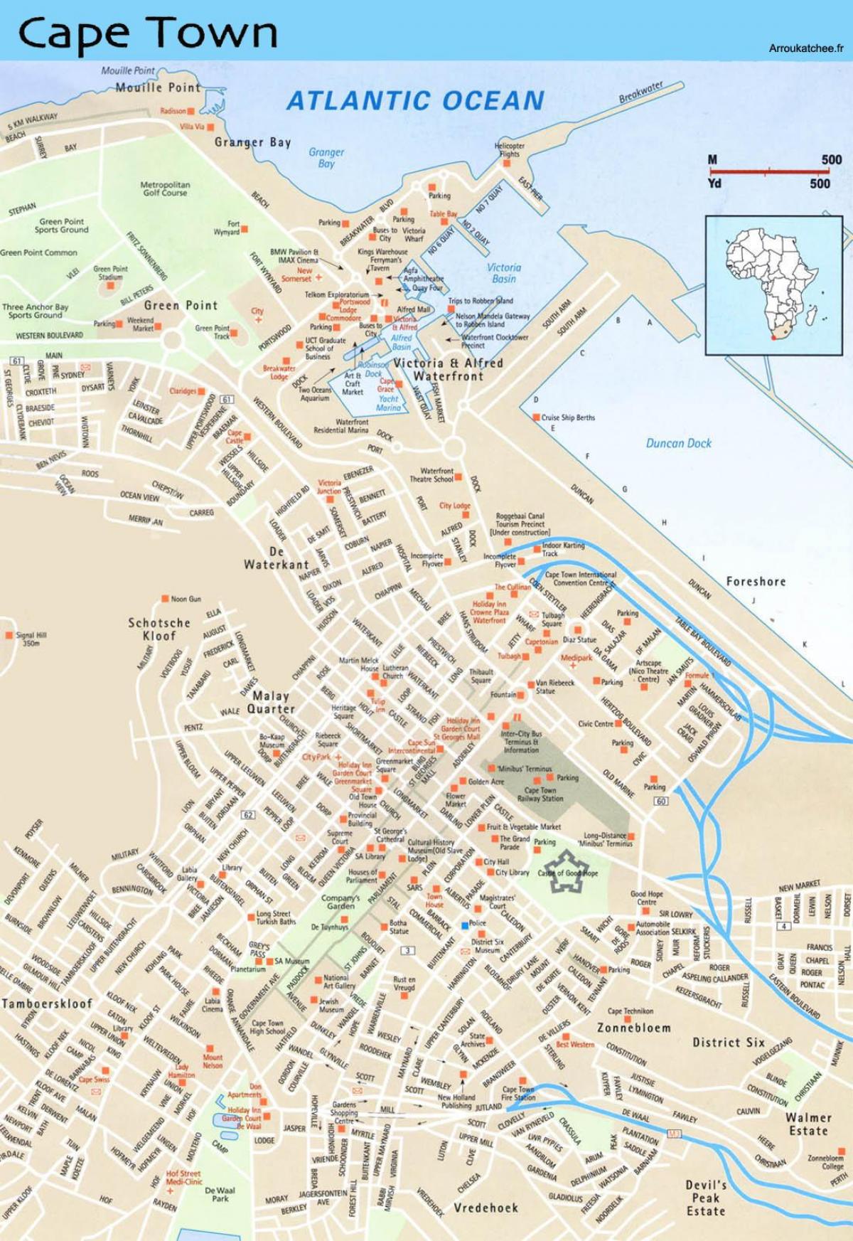bản đồ của đường phố, bản đồ của Cape Town và khu vực xung quanh
