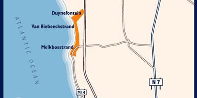 Bản đồ của bãi biển phía tây Cape Town