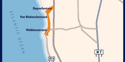 Bản đồ của bãi biển phía tây Cape Town