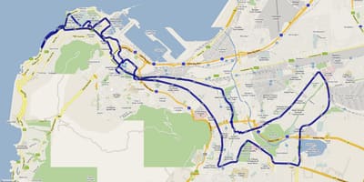 Bản đồ của Cape Town đường marathon 