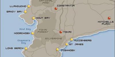 Bản đồ của Cape Town bãi biển