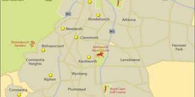 Bản đồ của Cape Town vùng ngoại ô phía nam