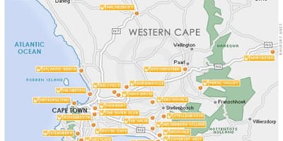 Bản đồ của Cape Town sân golf 