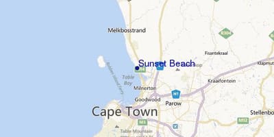 Bản đồ của hoàng hôn, bãi biển Cape Town