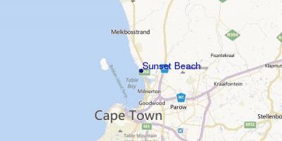 Bản đồ của hoàng hôn, bãi biển Cape Town